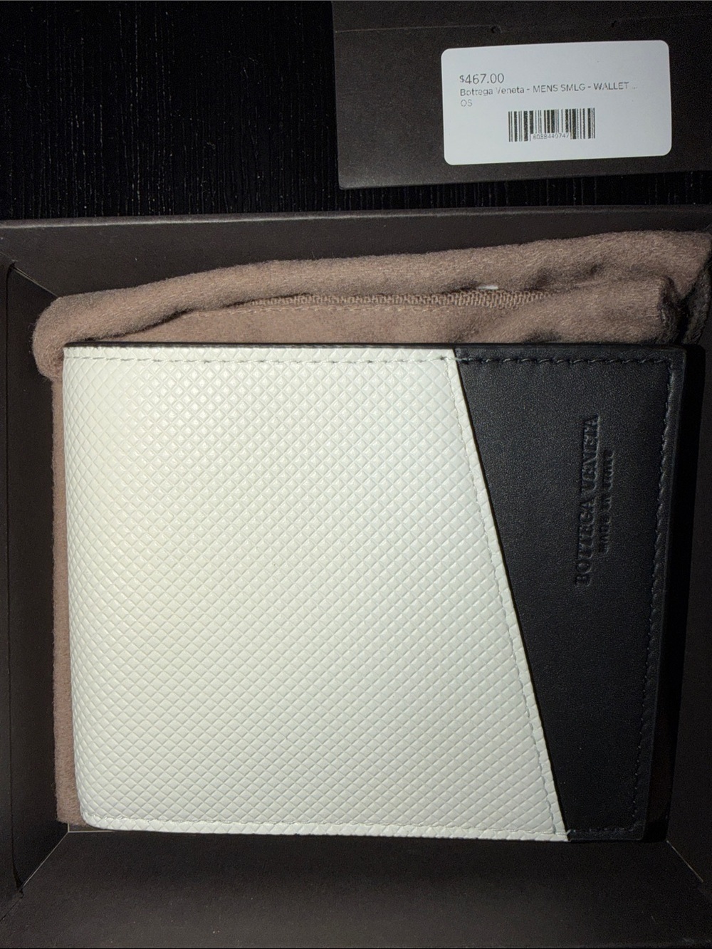 NWT Bottega Veneta Men's Two-Tone White & Black Leather Wallet
